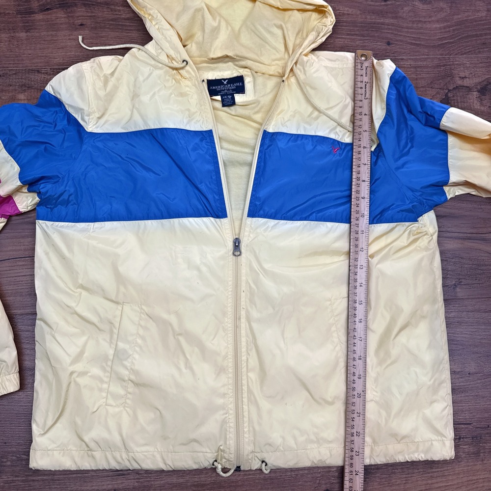Vtg 90s American Eagle Outfitters Womens XL Colorblock Hooded Windbreaker Jacket - Picture 6 of 6